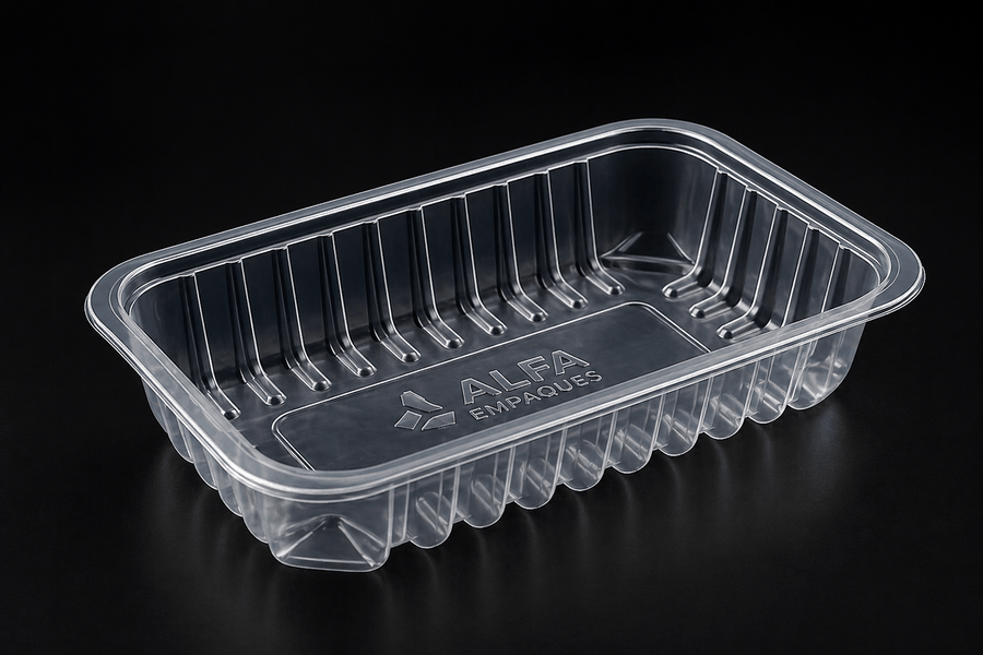 Containers PET · Bandeja con logo ALFA grabado